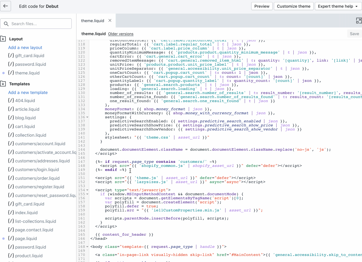 Adding the Soundbite script tag to theme.liquid above the content_for_header section